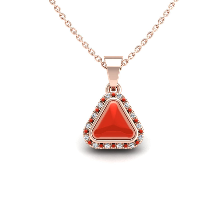 Divine Halo Pendant - Red Coral Trillion
