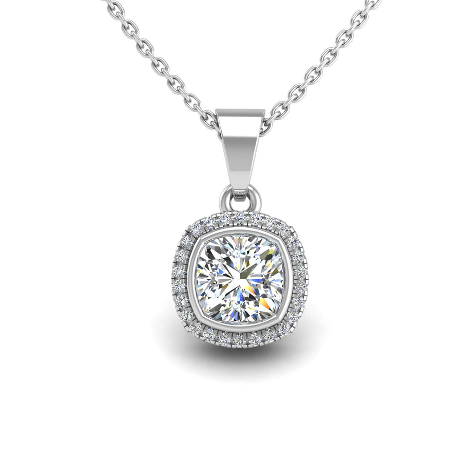 Divine Halo Pendant - Diamond Cushion