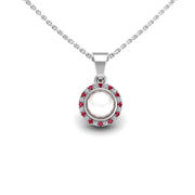 Divine Halo Pendant - Pearl-Ruby Round