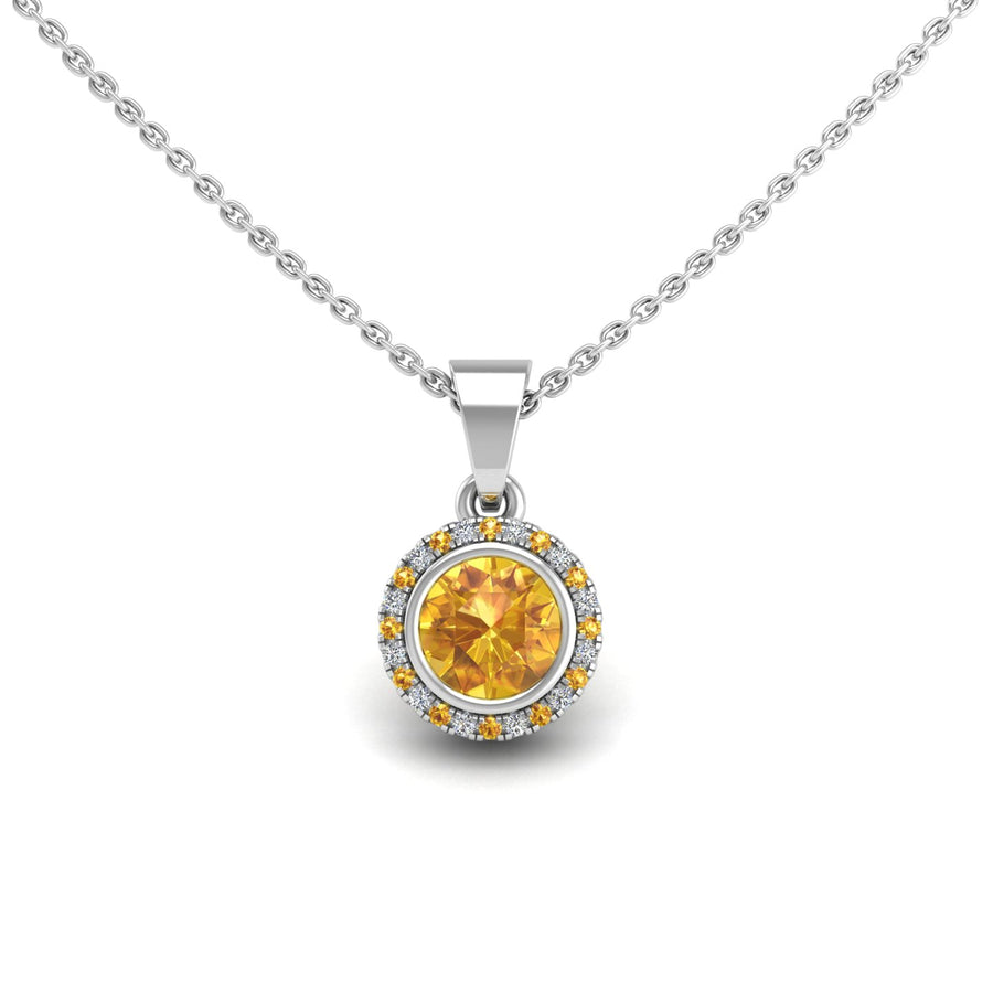 Divine Halo Pendant - Yellow Sapphire Round