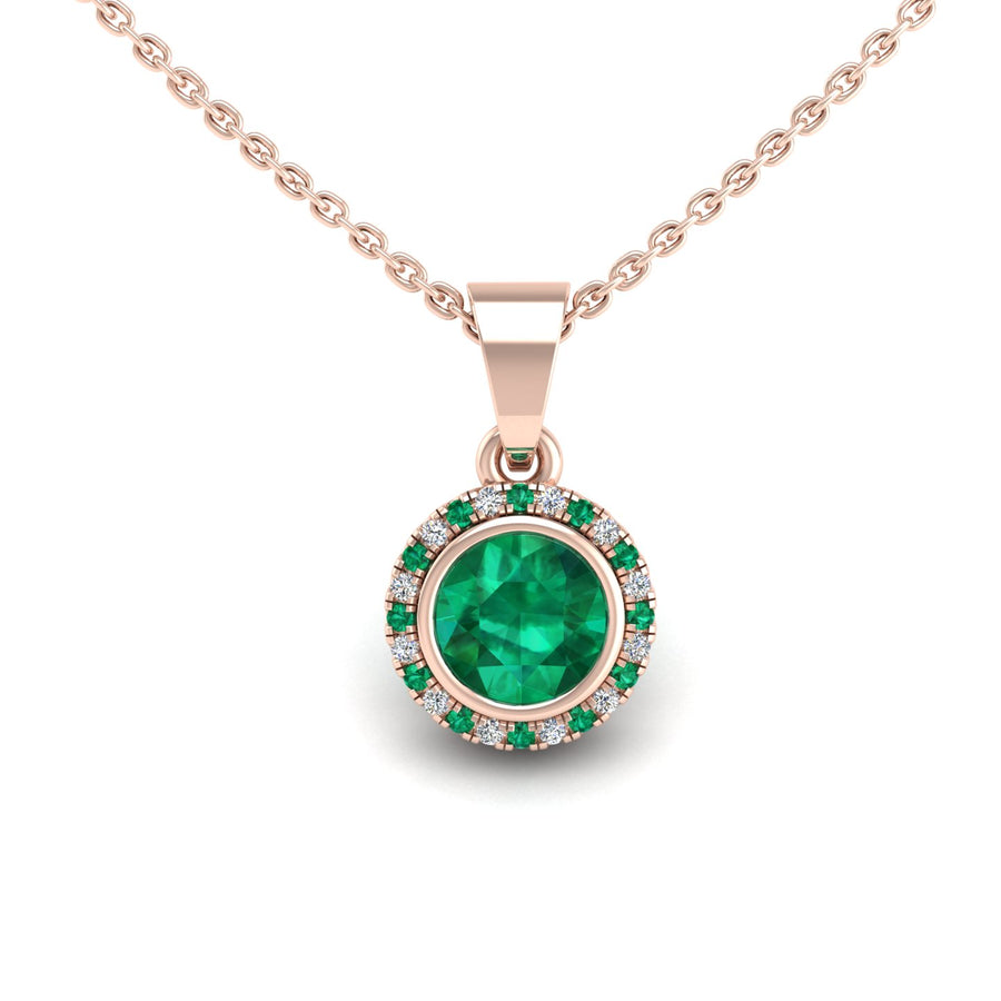 Divine Halo Pendant - Emerald Round