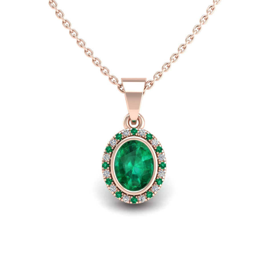 Divine Halo Pendant - Emerald Oval