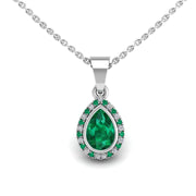 Divine Halo Pendant - Emerald Pear