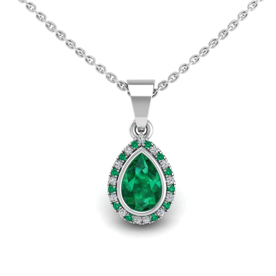 Divine Halo Pendant - Emerald Pear