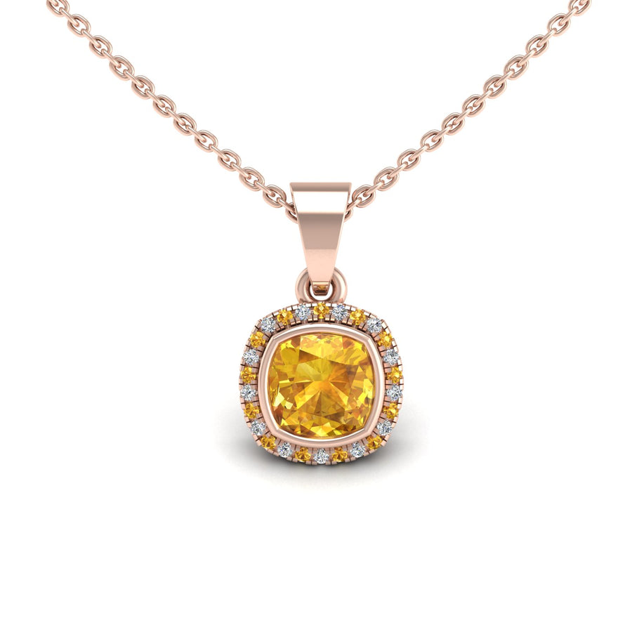 Divine Halo Pendant - Yellow Sapphire Cushion