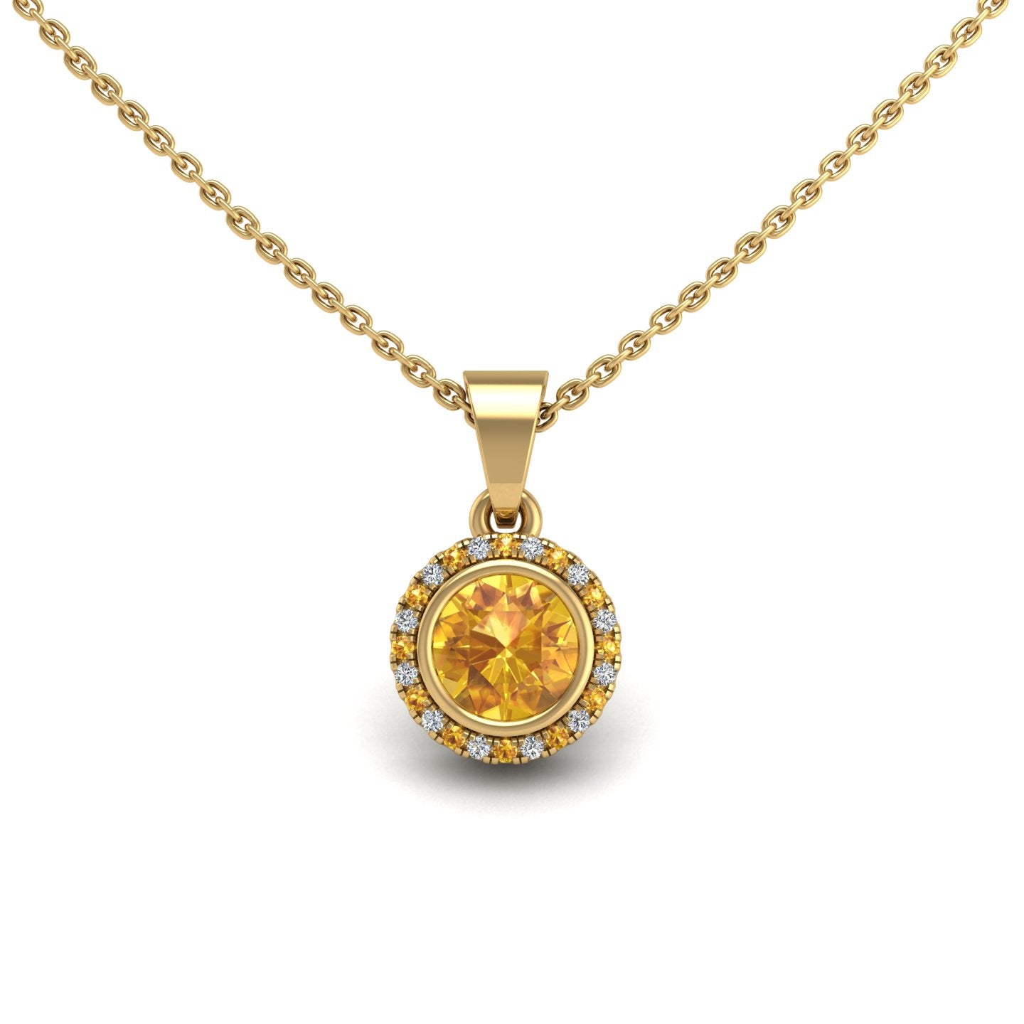 Divine Halo Pendant - Yellow Sapphire Round