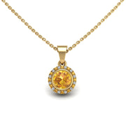 Divine Halo Pendant - Yellow Sapphire Round