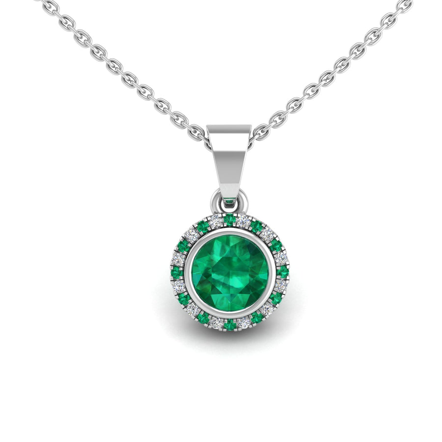 Divine Halo Pendant - Emerald Round