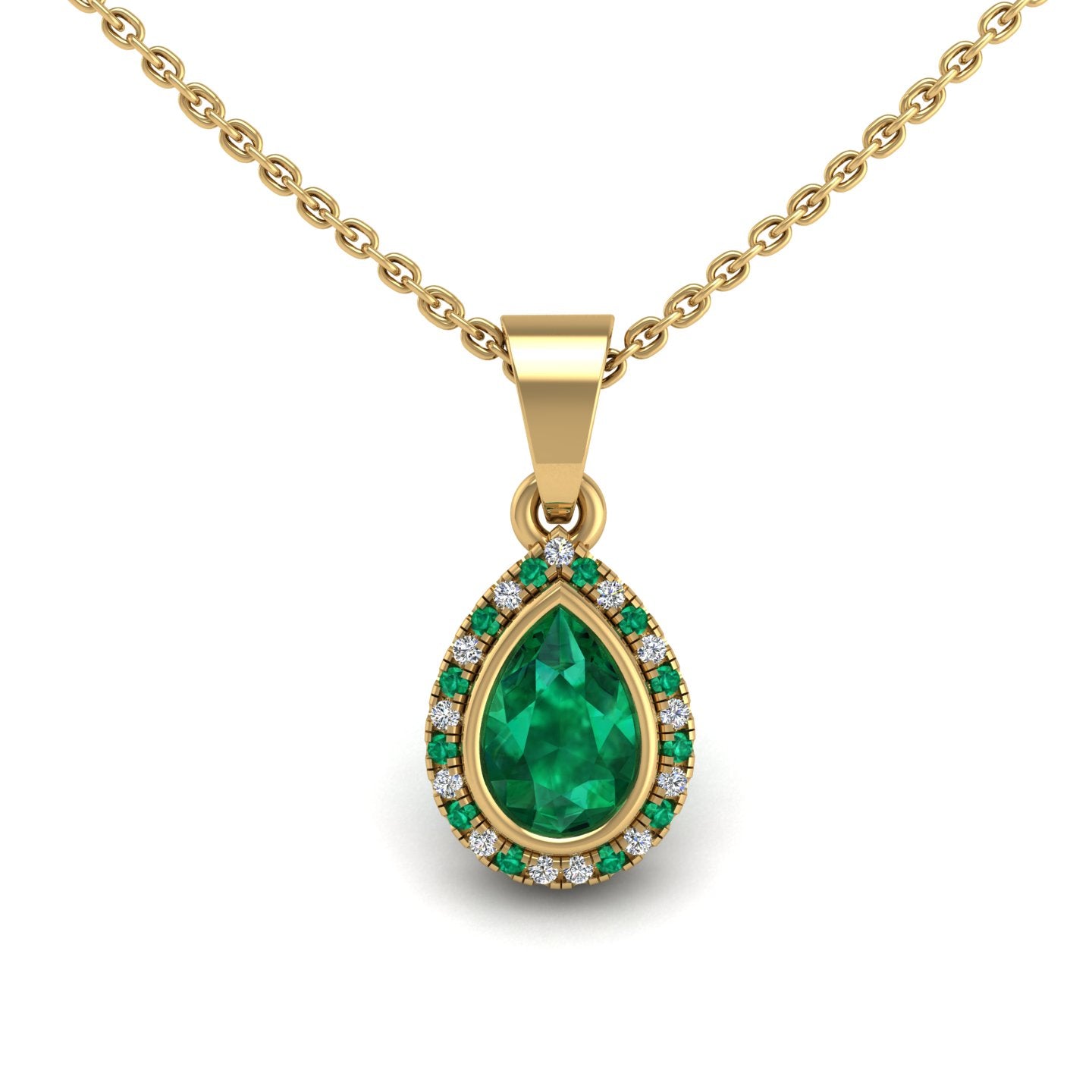 Divine Halo Pendant - Emerald Pear