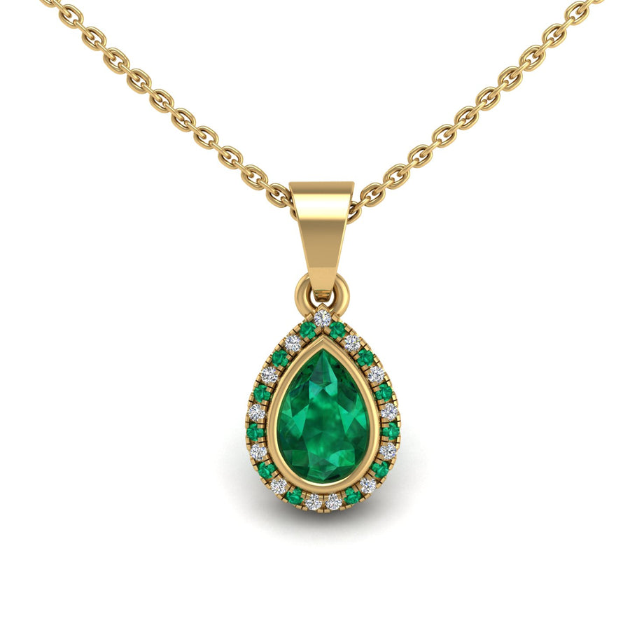 Divine Halo Pendant - Emerald Pear