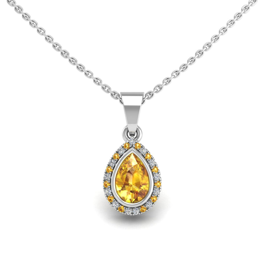 Divine Halo Pendant - Yellow Sapphire Pear