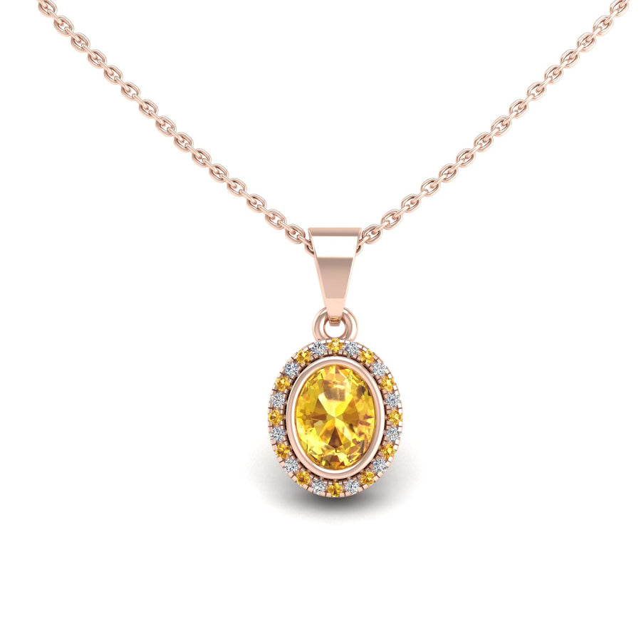 Divine Halo Pendant - Yellow Sapphire Oval