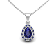 Divine Halo Pendant - Blue Sapphire Pear