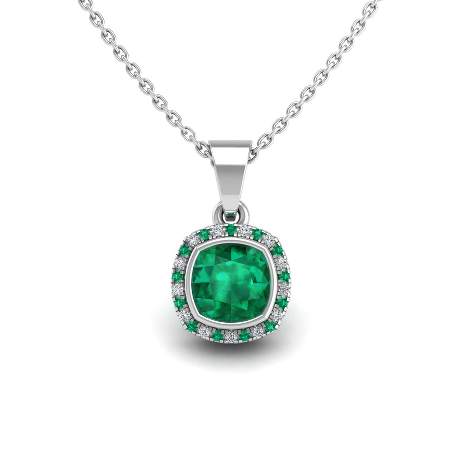 Divine Halo Pendant - Emerald Cushion