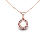 Divine Halo Pendant - Pearl-Ruby Round