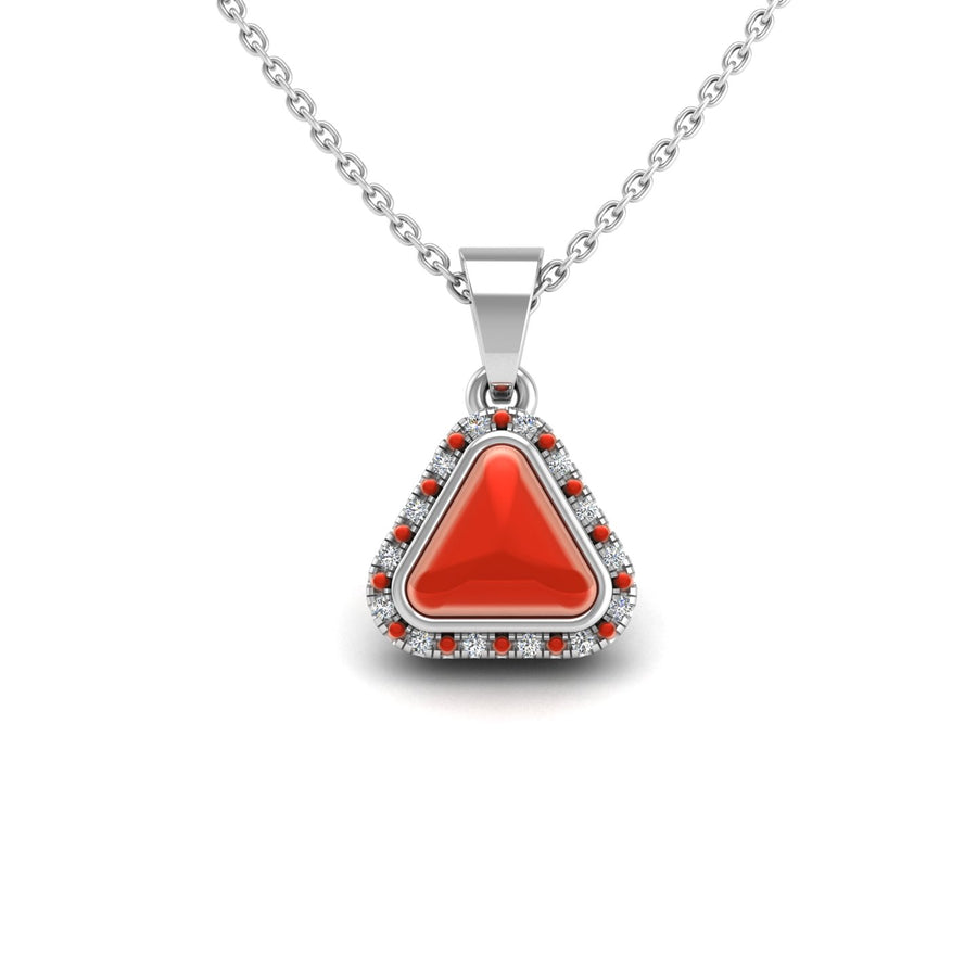 Divine Halo Pendant - Red Coral Trillion