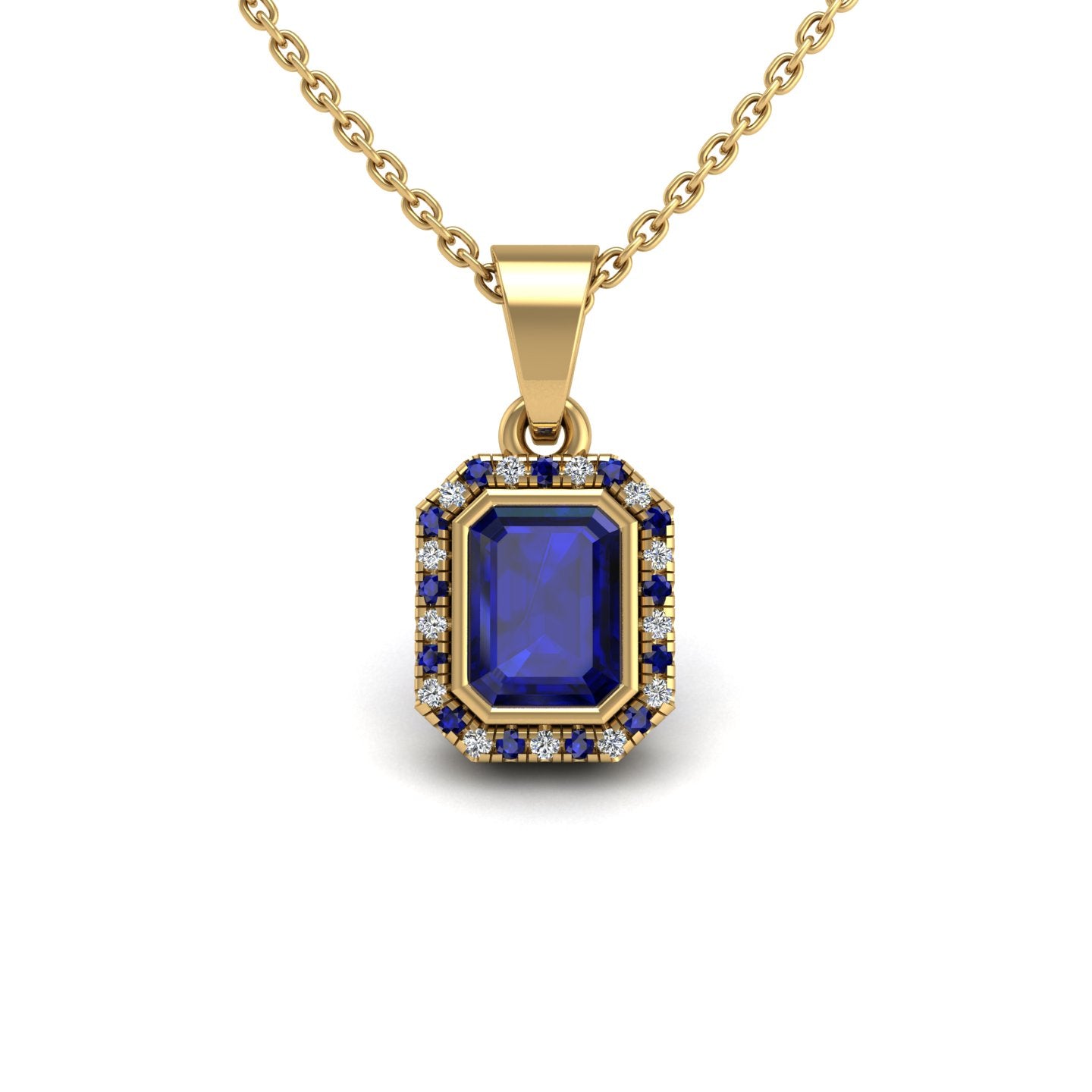 Divine Halo Pendant - Blue Sapphire Emerald