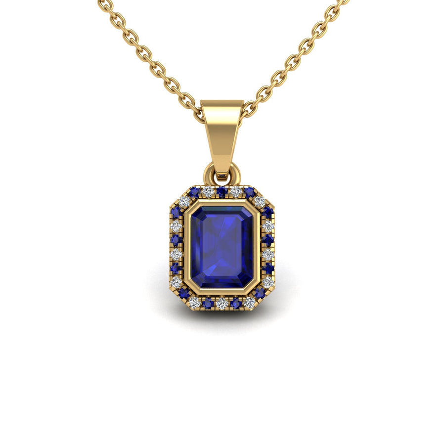 Divine Halo Pendant - Blue Sapphire Emerald