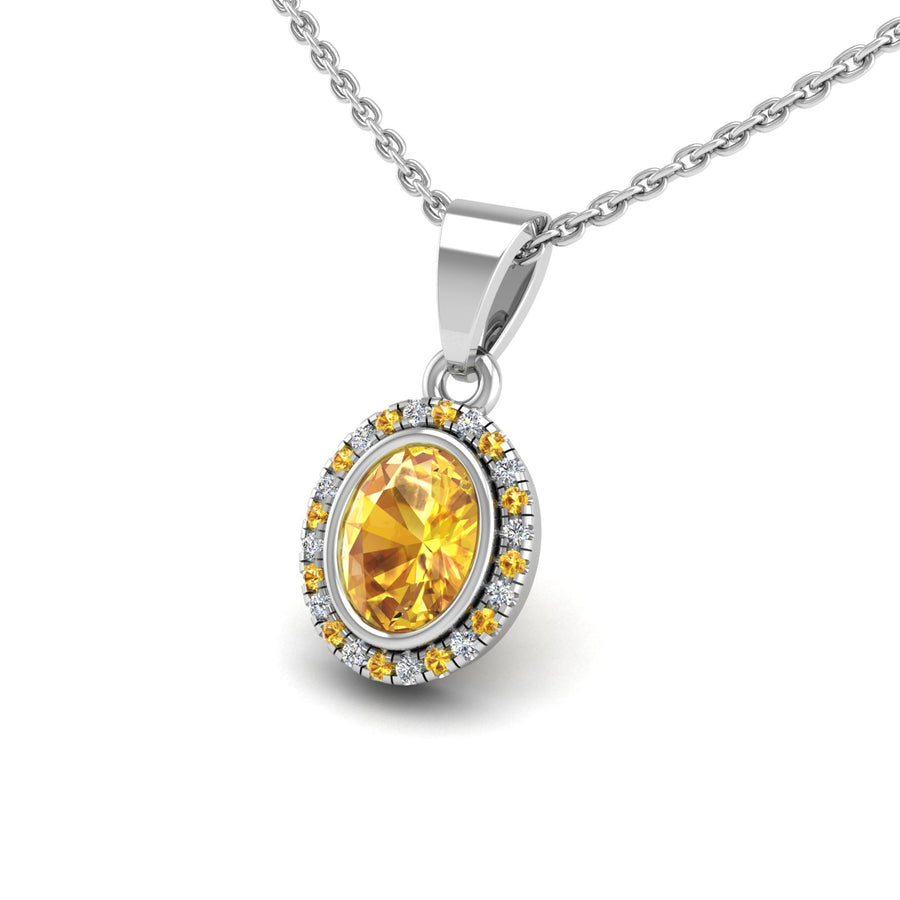 Divine Halo Pendant - Yellow Sapphire Oval