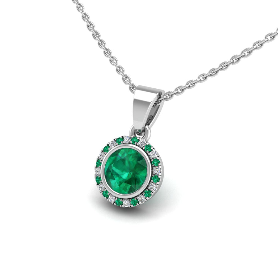 Divine Halo Pendant - Emerald Round
