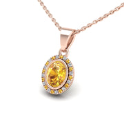 Divine Halo Pendant - Yellow Sapphire Oval