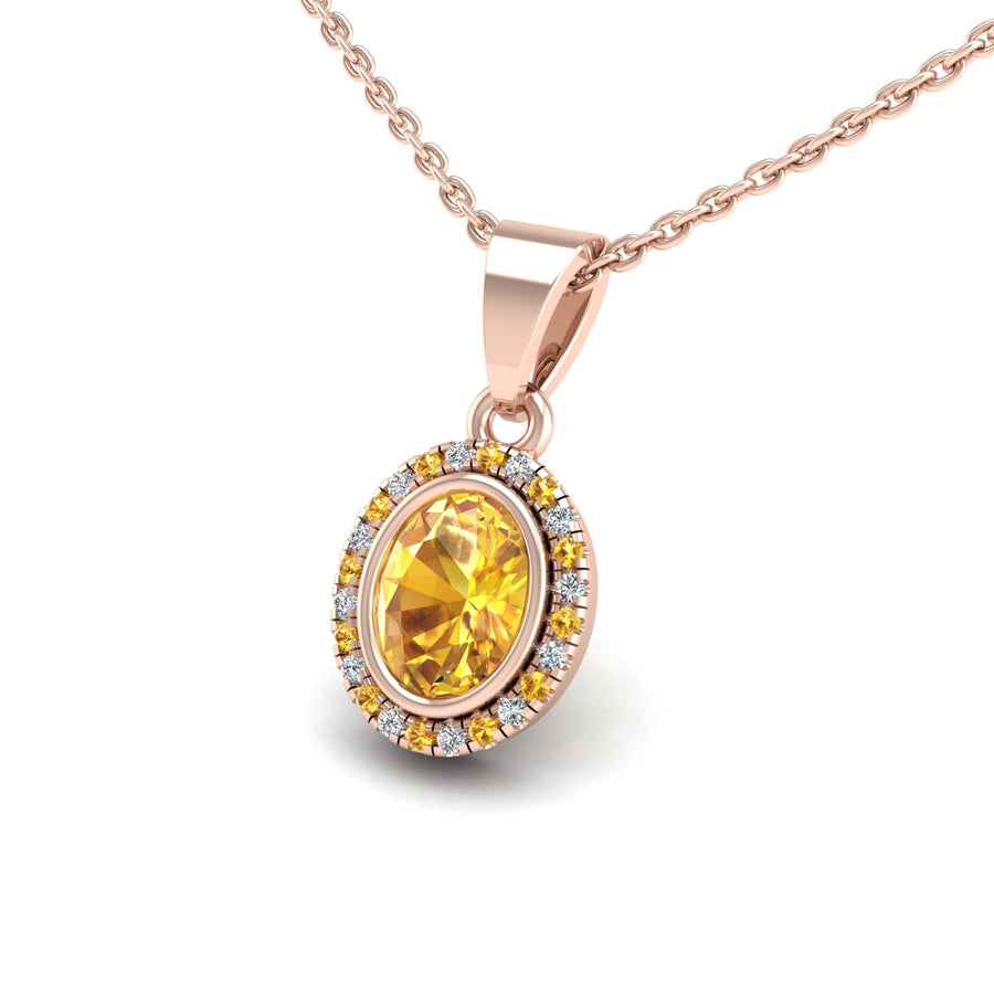 Divine Halo Pendant - Yellow Sapphire Oval