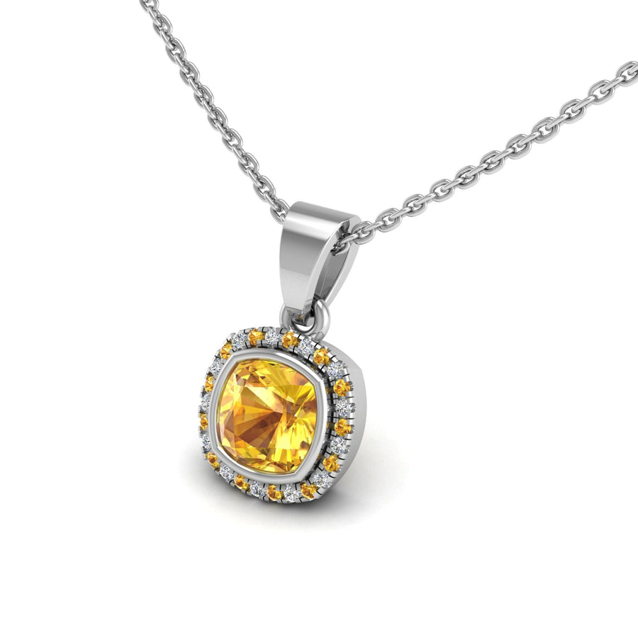 Divine Halo Pendant - Yellow Sapphire Cushion