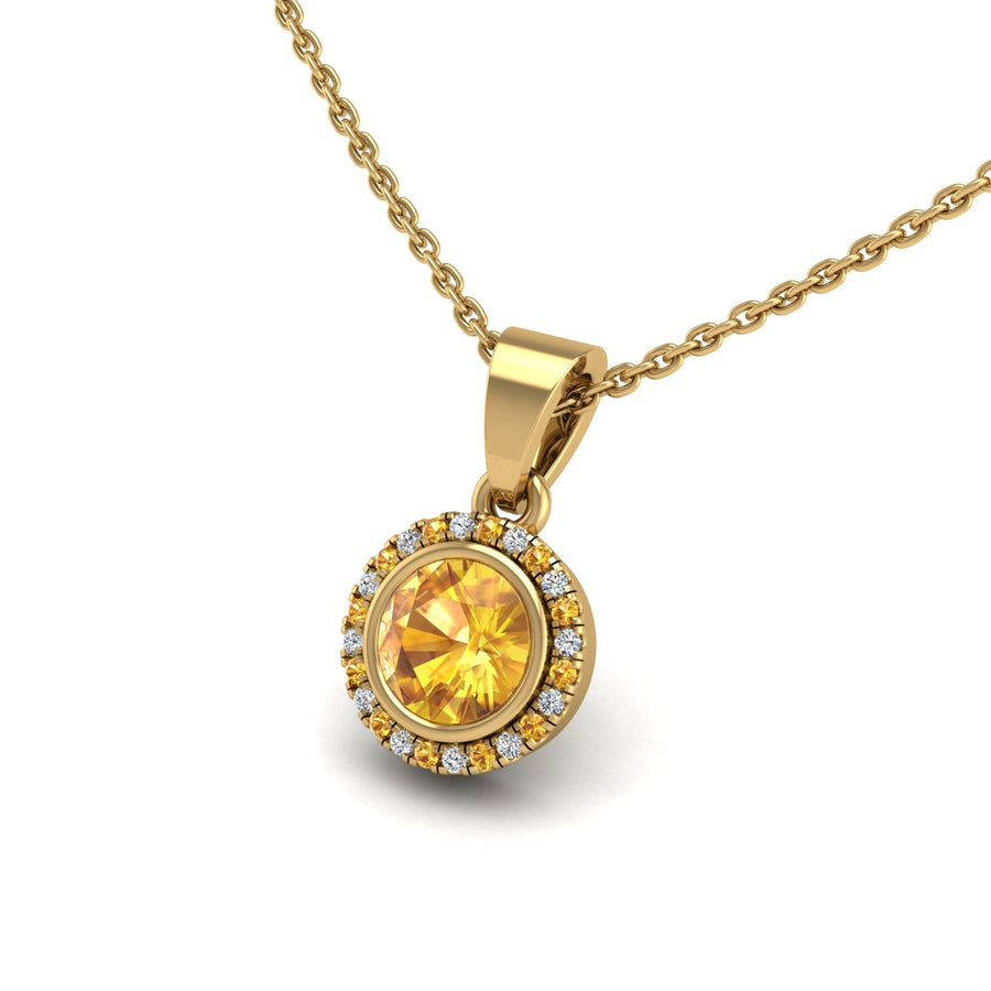 Divine Halo Pendant - Yellow Sapphire Round