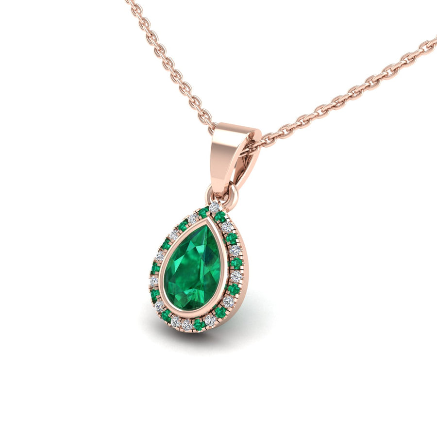Divine Halo Pendant - Emerald Pear