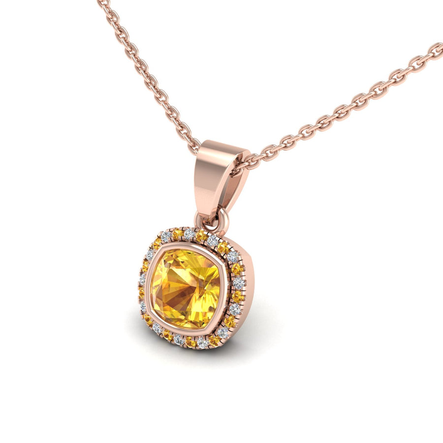 Divine Halo Pendant - Yellow Sapphire Cushion