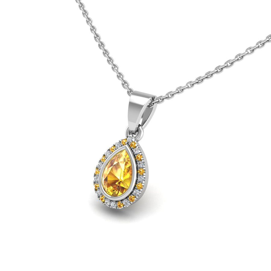 Divine Halo Pendant - Yellow Sapphire Pear