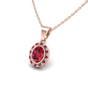 Divine Halo Pendant - Ruby Oval