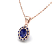Divine Halo Pendant - Blue Sapphire Oval