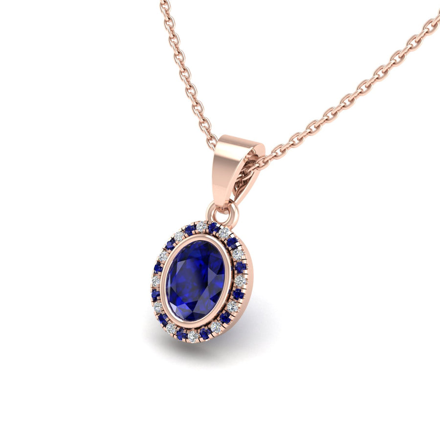 Divine Halo Pendant - Blue Sapphire Oval