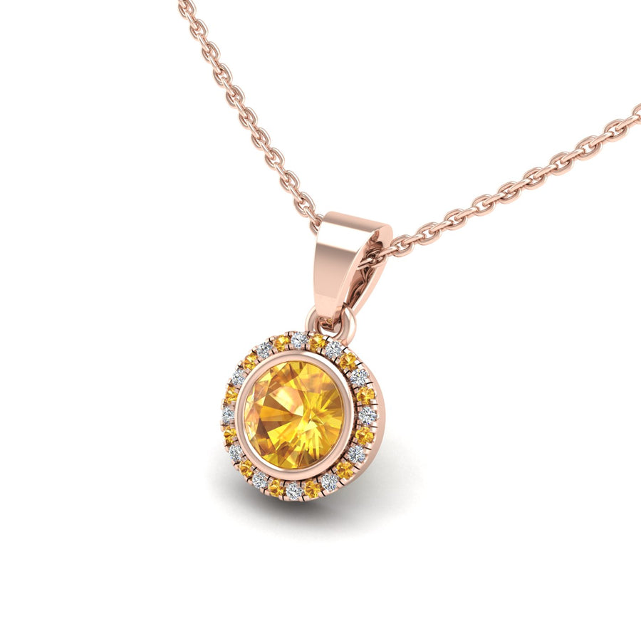 Divine Halo Pendant - Yellow Sapphire Round