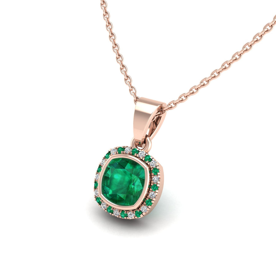 Divine Halo Pendant - Emerald Cushion