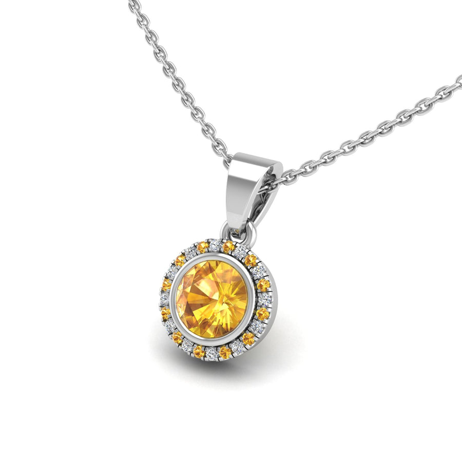 Divine Halo Pendant - Yellow Sapphire Round