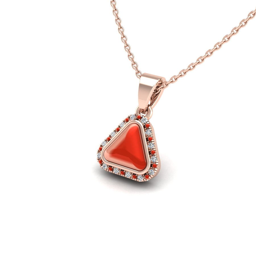 Divine Halo Pendant - Red Coral Trillion