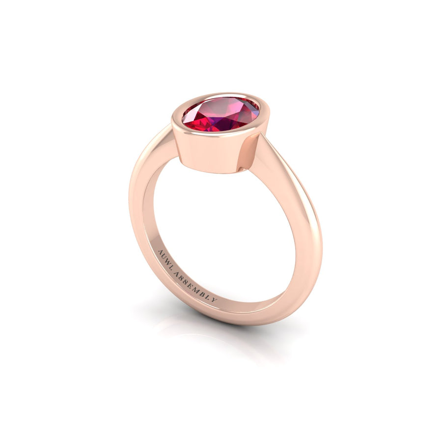 Celestial Solitaire Ring - Ruby Oval