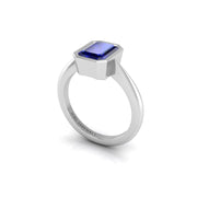 Celestial Solitaire Ring - Blue Sapphire Emerald