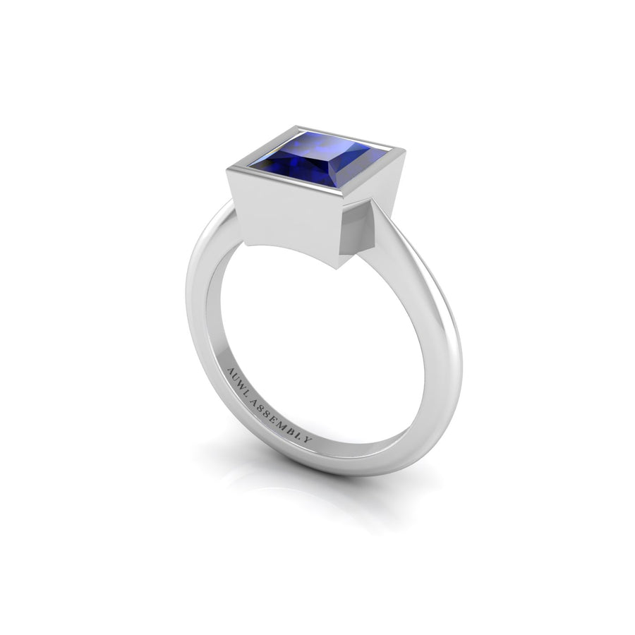 Celestial Solitaire Ring - Blue Sapphire Princess