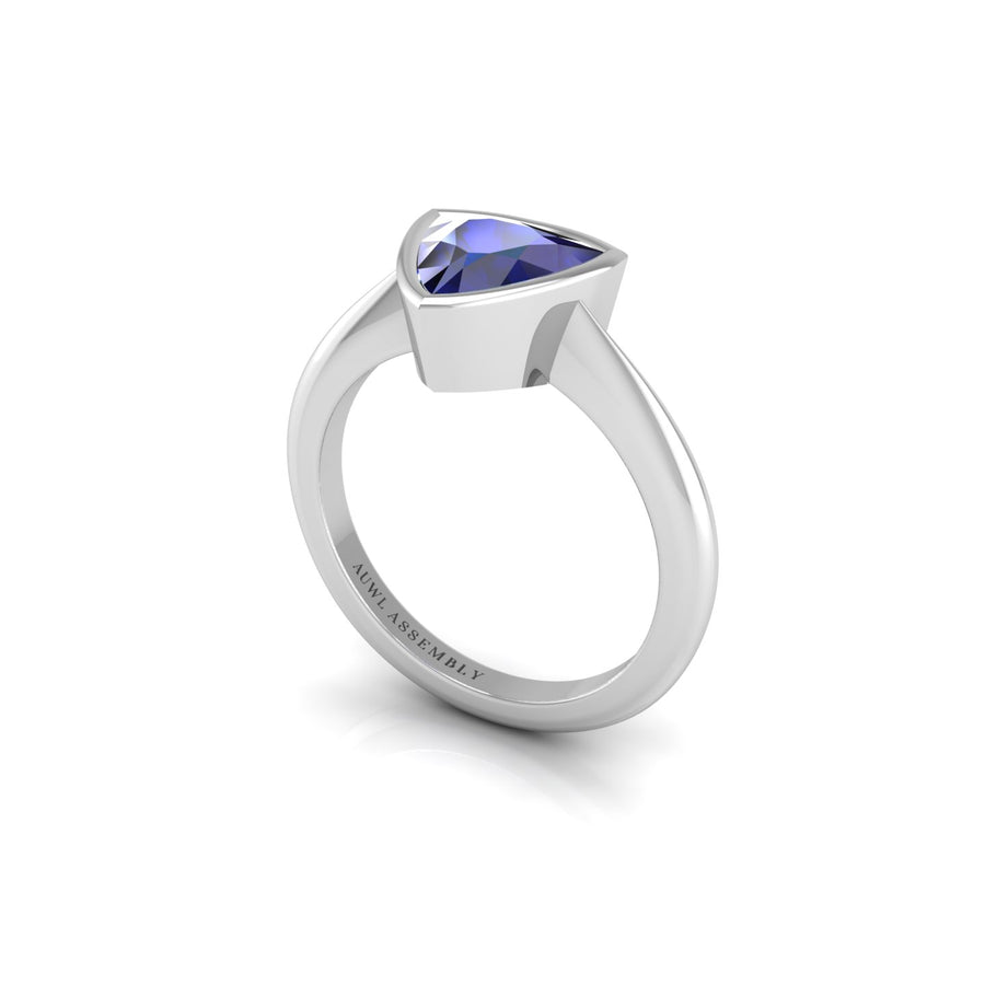Celestial Solitaire Ring - Blue Sapphire Trillion