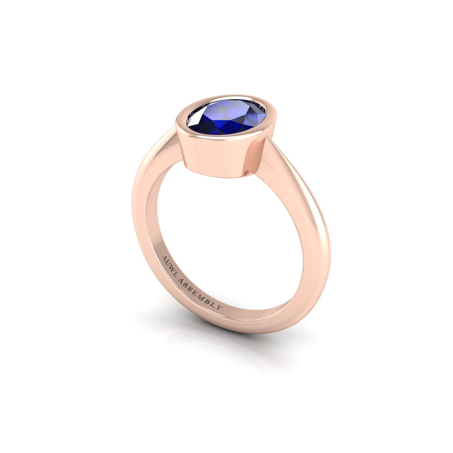 Celestial Solitaire Ring - Blue Sapphire Oval