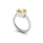 Celestial Solitaire Ring - Yellow Sapphire Cushion