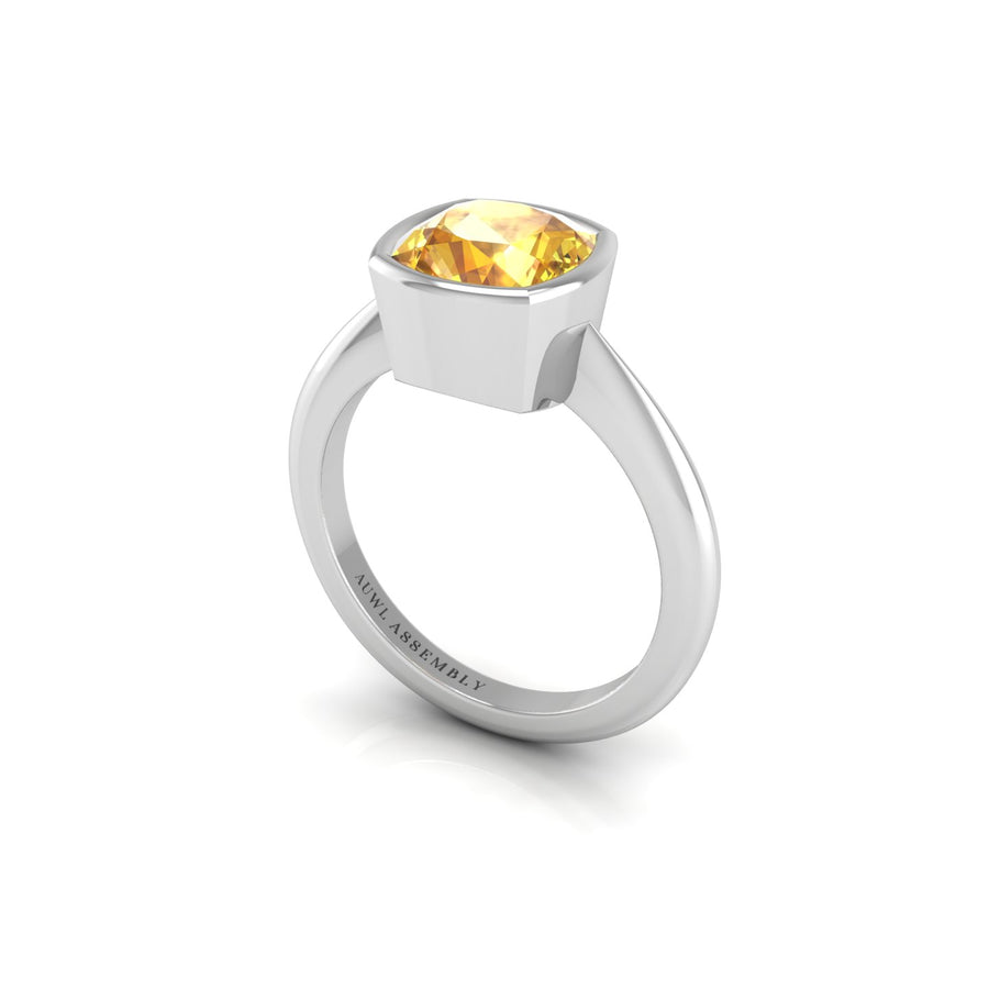 Celestial Solitaire Ring - Yellow Sapphire Cushion