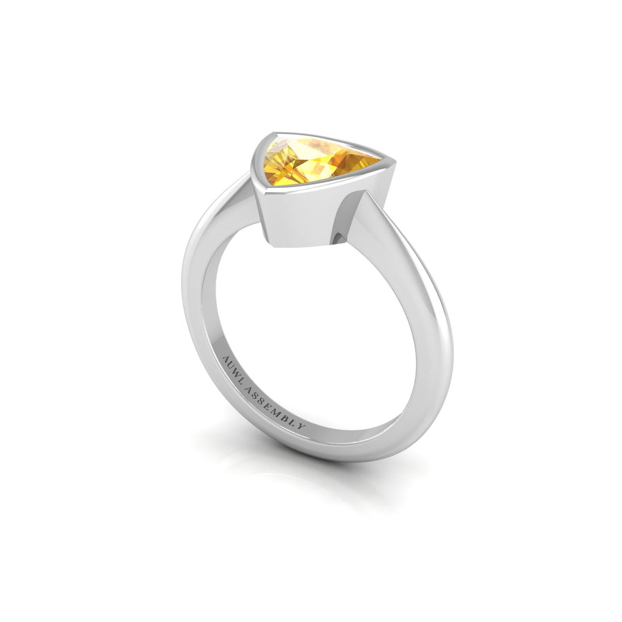 Celestial Solitaire Ring - Yellow Sapphire Trillion