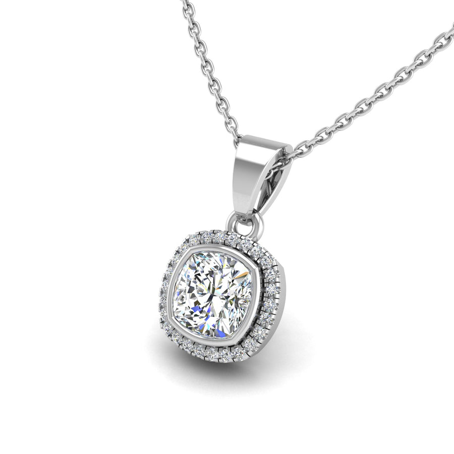 Divine Halo Pendant - Diamond Cushion