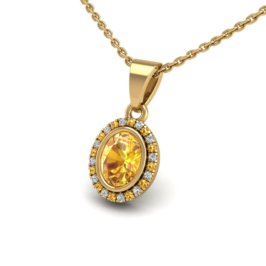 Divine Halo Pendant - Yellow Sapphire Oval