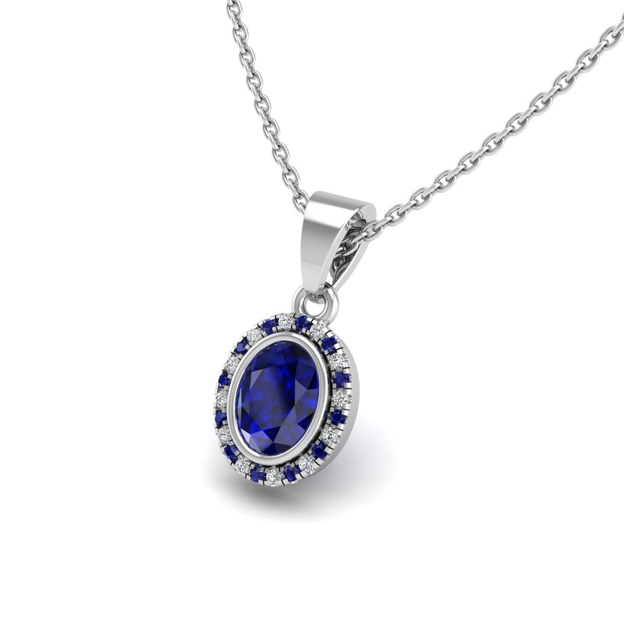 Divine Halo Pendant - Blue Sapphire Oval