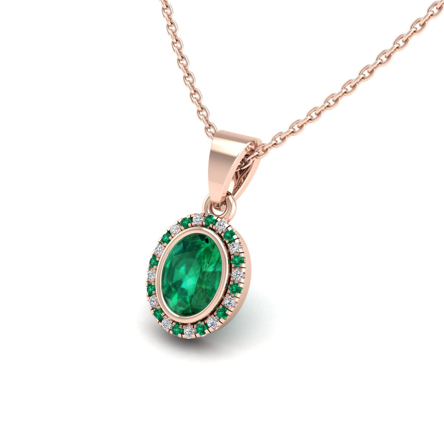 Divine Halo Pendant - Emerald Oval
